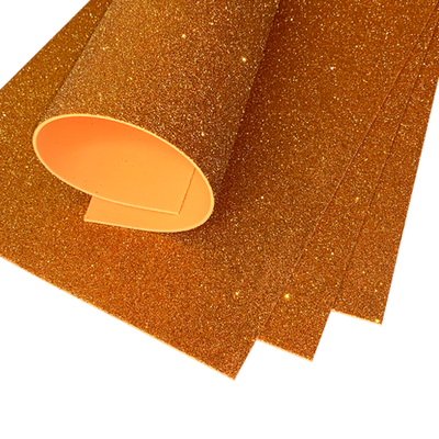 Глиттерный фоамиран Премиум 2мм, лист 20х30см, оранжевый  7697 фото