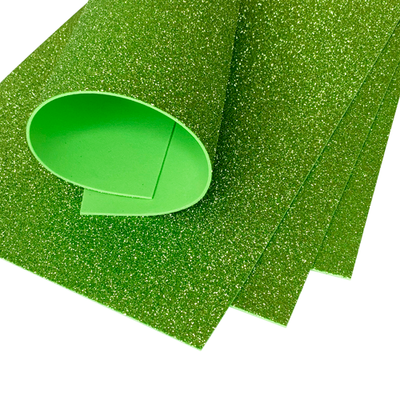 Глиттерный фоамиран Премиум 2мм, лист 20х30см, светло-зеленый  7699 фото