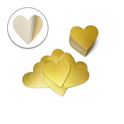 Комплект сердець 9 Х 9 см FM 2мм золото на самоклейці 8011 фото