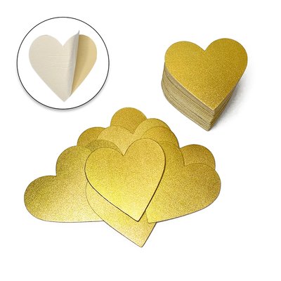 Комплект сердець 12 Х 12 см FM 2мм золото на самоклейці 8008 фото