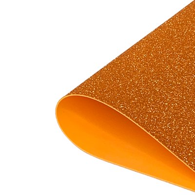 Глітерний фоаміран Преміум 2мм, аркуш 50х50см помаранчевий золото 7682 фото